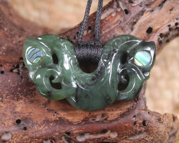 Pekapeka Pendant carved from Rimu Pounamu - NZ Greenstone