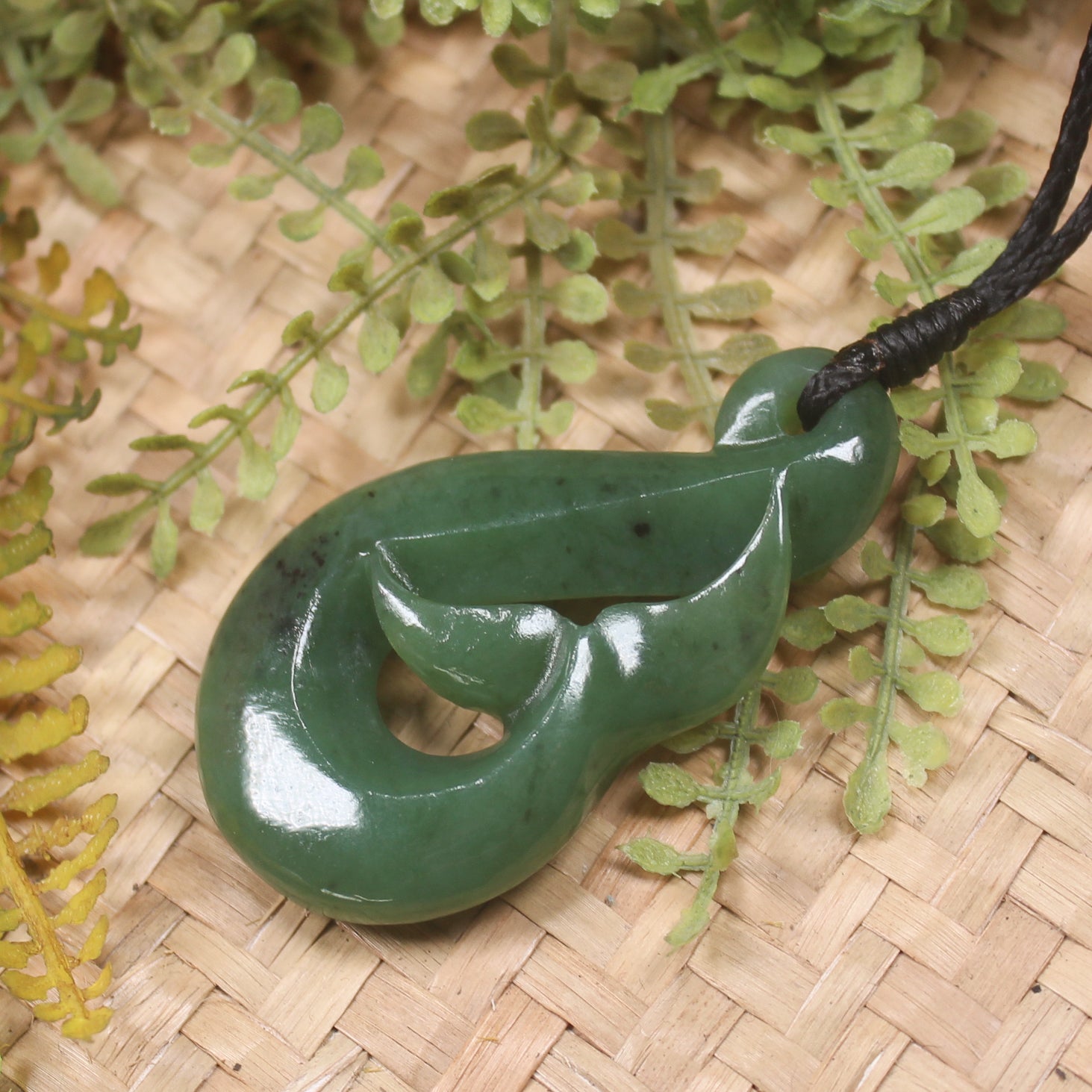 Whale Tail carved from Hapopo Pounamu - NZ Greenstone