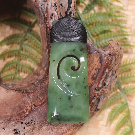 Toki or Adze with Koru carved from Hapopo Pounamu - NZ Greenstone