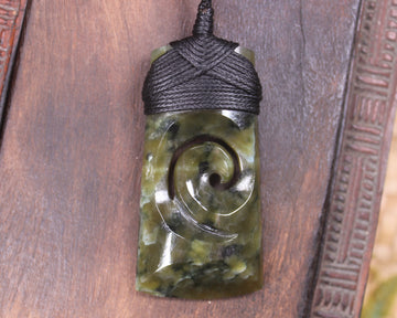 Toki or Adze with Koru Pendant carved from Rimu Pounamu - NZ Greenstone