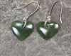 Heart Earrings carved from Kawakawa Pounamu - NZ Greenstone