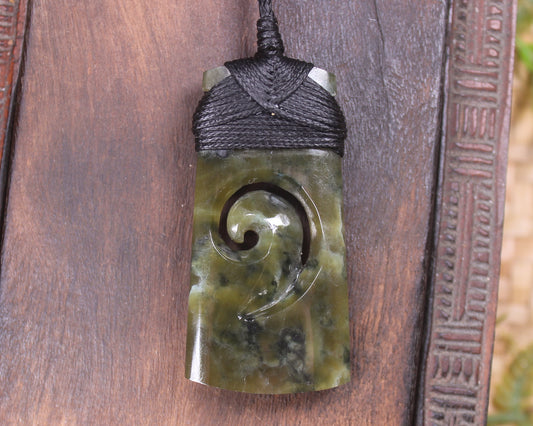 Toki or Adze with Koru Pendant carved from Rimu Pounamu - NZ Greenstone