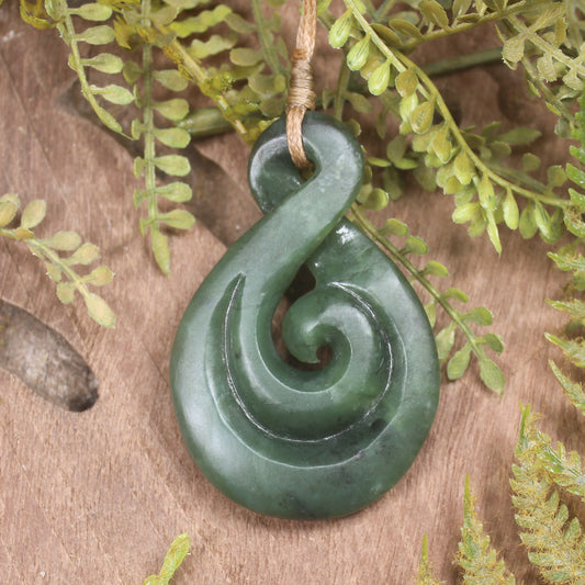 Koru Twist carved from Hapopo Pounamu - NZ Greenstone