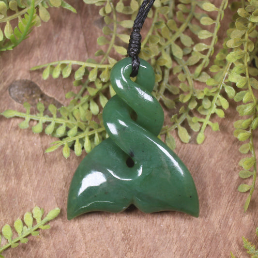 Whale Tail carved from Hapopo Pounamu - NZ Greenstone