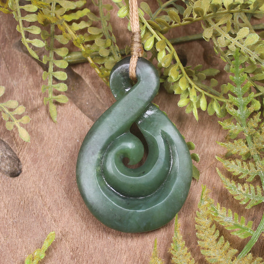 Koru Twist carved from Hapopo Pounamu - NZ Greenstone