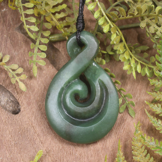 Koru Twist carved from Hapopo Pounamu - NZ Greenstone