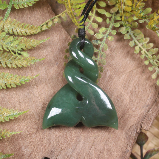 Whale Tail carved from Hapopo Pounamu - NZ Greenstone