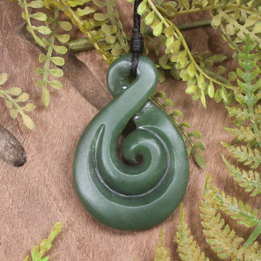 Koru Twist carved from Hapopo Pounamu - NZ Greenstone