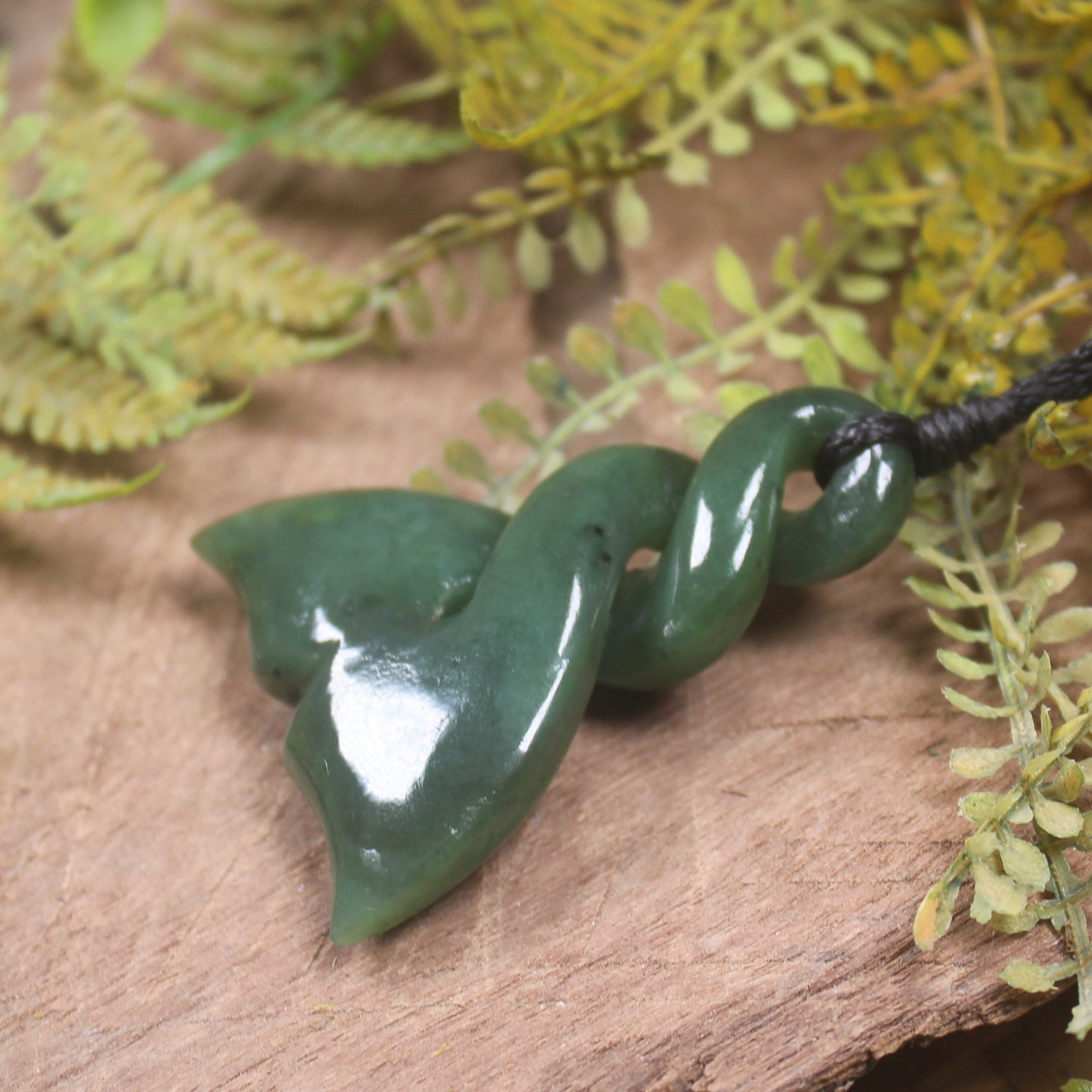 Whale Tail carved from Hapopo Pounamu - NZ Greenstone