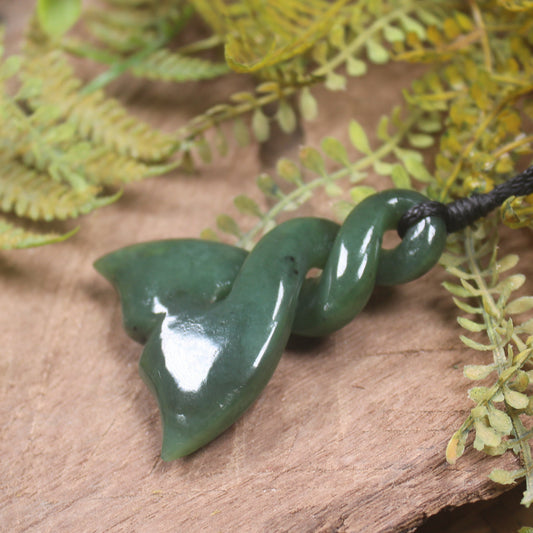 Whale Tail carved from Hapopo Pounamu - NZ Greenstone