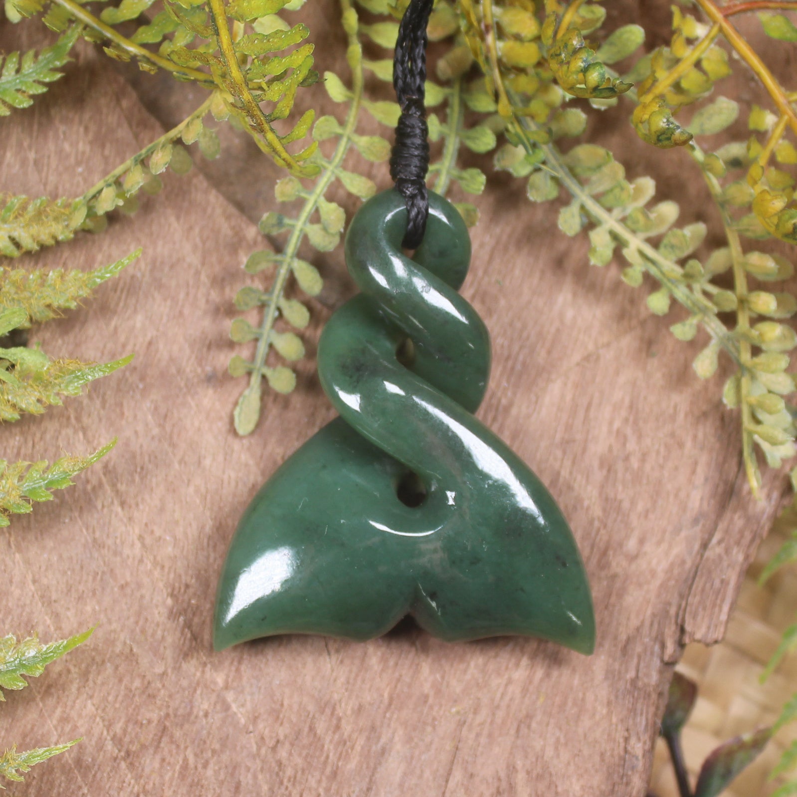 Whale Tail carved from Hapopo Pounamu - NZ Greenstone