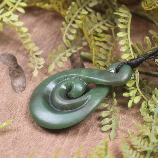 Koru Twist carved from Hapopo Pounamu - NZ Greenstone