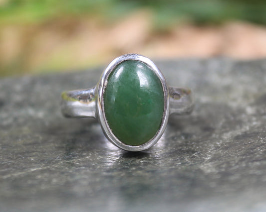 Sterling Silver Hapopo Pounamu Ring - NZ Greenstone