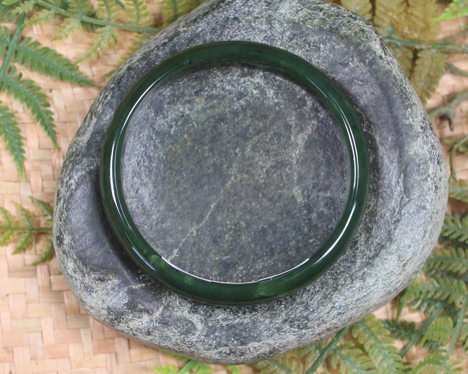 Bangle carved from Kawakawa Pounamu - NZ Greenstone