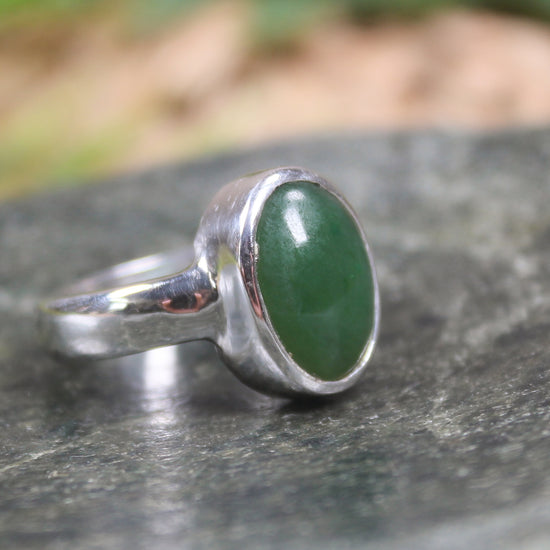 Sterling Silver Hapopo Pounamu Ring - NZ Greenstone