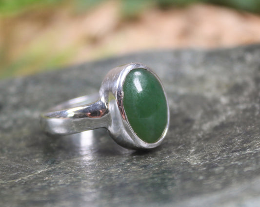 Sterling Silver Hapopo Pounamu Ring - NZ Greenstone