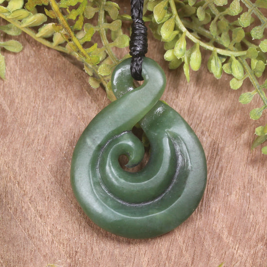 Koru Twist carved from Hapopo Pounamu - NZ Greenstone