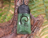 Toki or Adze with Koru carved from Hapopo Pounamu - NZ Greenstone