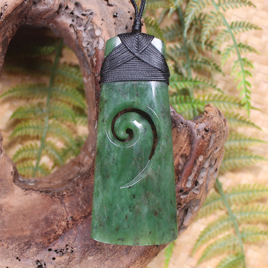 Toki or Adze with Koru carved from Hapopo Pounamu - NZ Greenstone