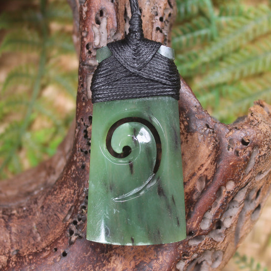 Toki or Adze with Koru carved from Hapopo Pounamu - NZ Greenstone