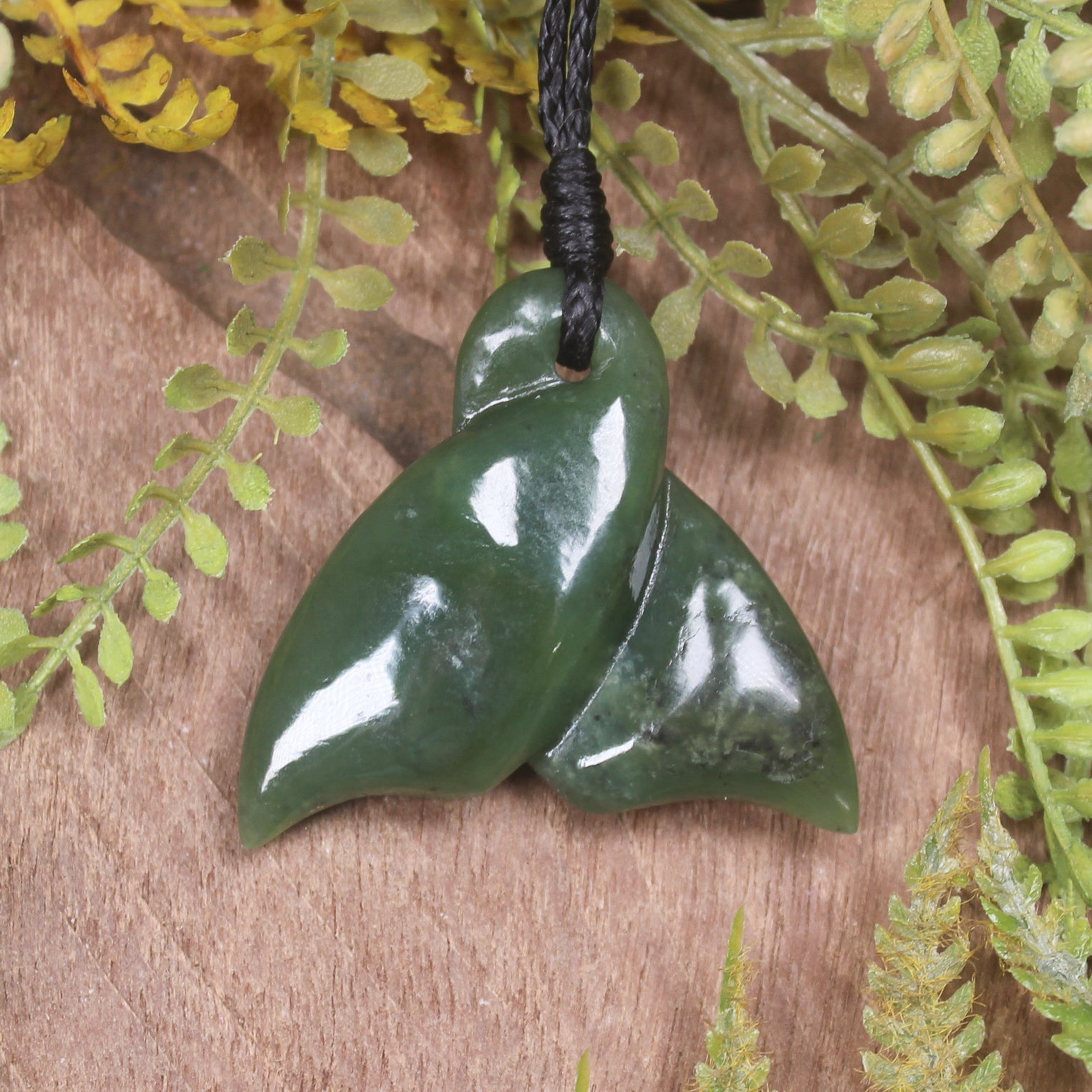 Whale Tail carved from Hapopo Pounamu - NZ Greenstone