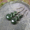 Twist Earrings carved from Kawakawa Pounamu - NZ Greenstone