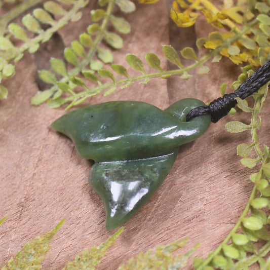 Whale Tail carved from Hapopo Pounamu - NZ Greenstone