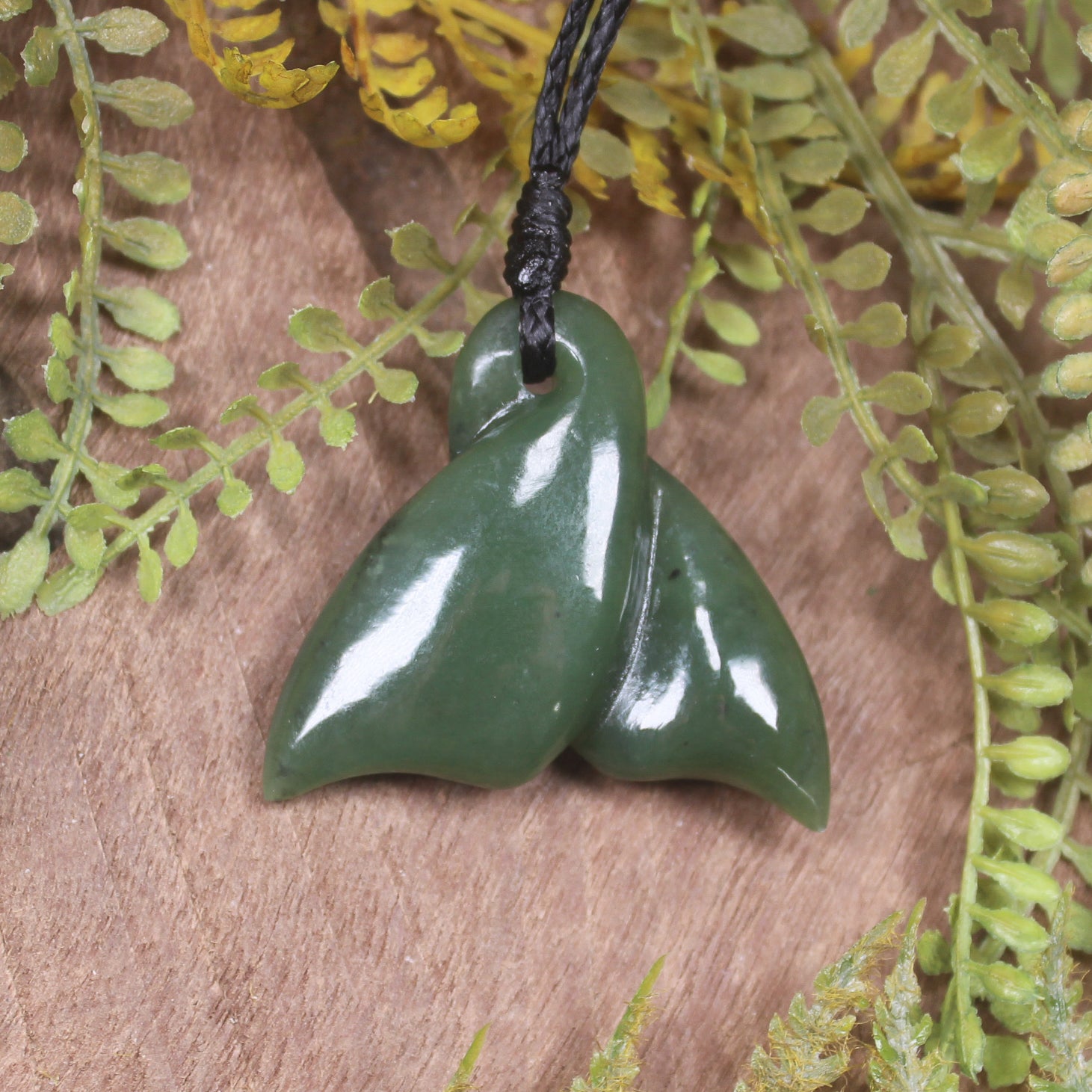 Whale Tail carved from Hapopo Pounamu - NZ Greenstone