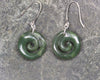 NZ Greenstone Koru Earrings (BM277) Hapopo Pounamu
