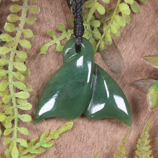 Whale Tail carved from Hapopo Pounamu - NZ Greenstone