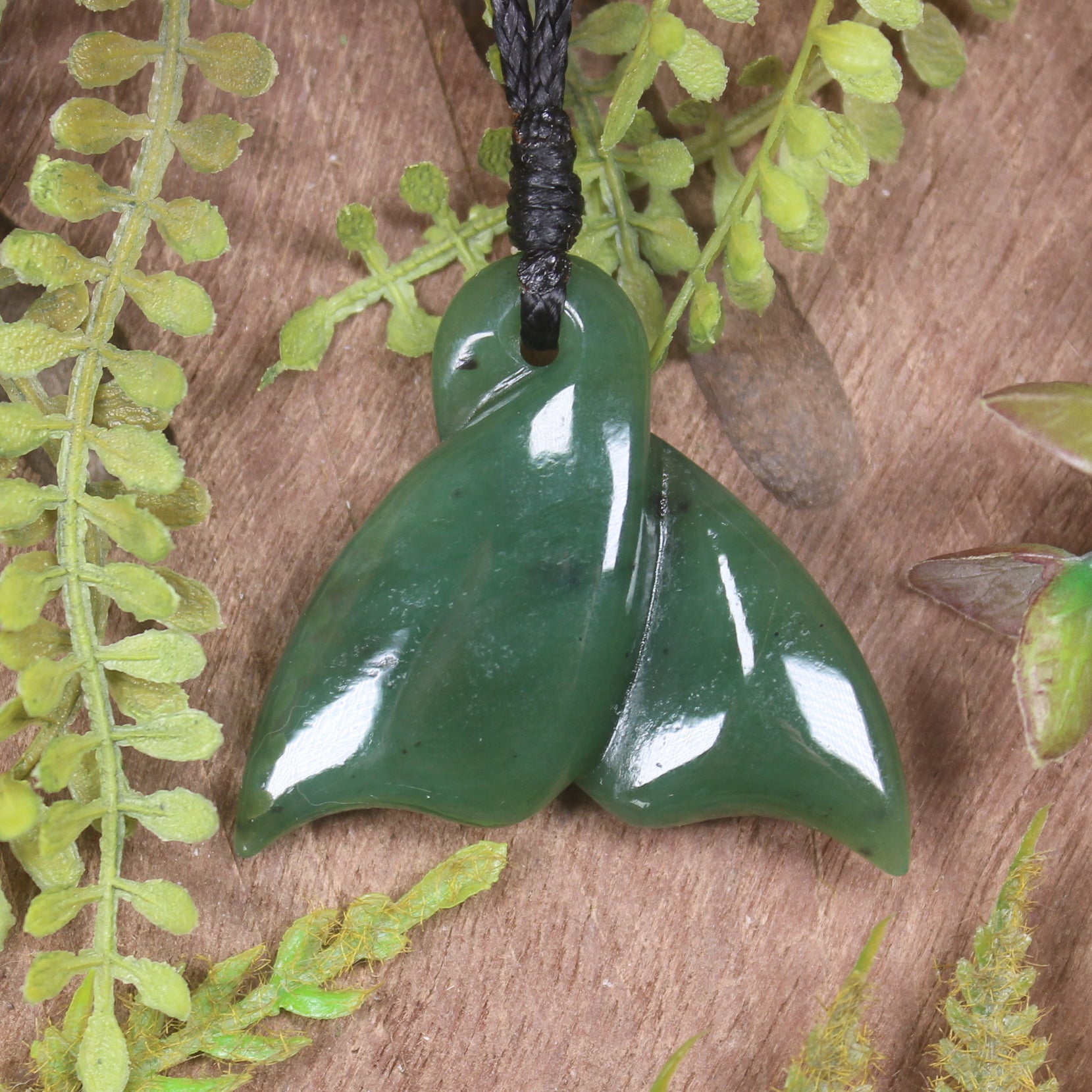 Whale Tail carved from Hapopo Pounamu - NZ Greenstone