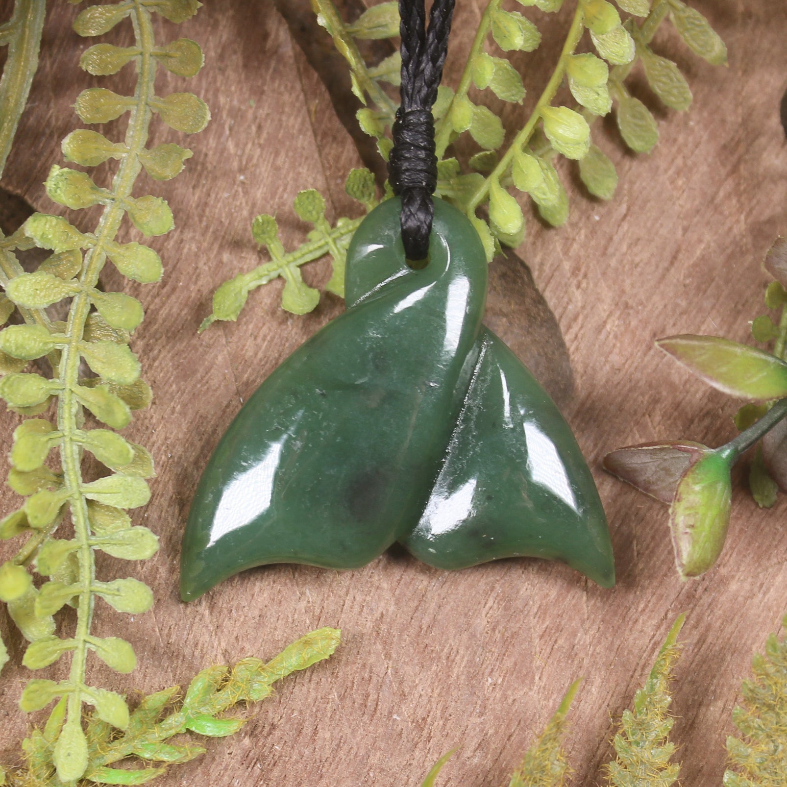 Whale Tail carved from Hapopo Pounamu - NZ Greenstone