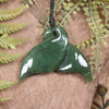 Whale Tail carved from Hapopo Pounamu - NZ Greenstone