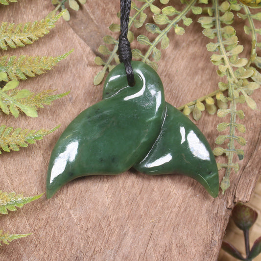 Whale Tail carved from Hapopo Pounamu - NZ Greenstone