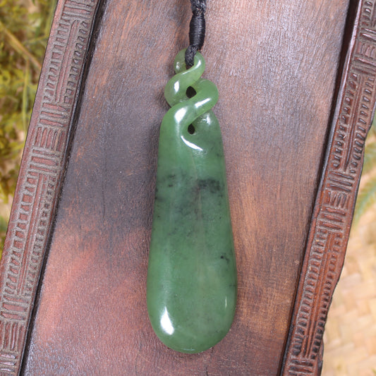 NZ Greenstone Large Roimata with Twist Pendant (BP146) Hapopo Pounamu