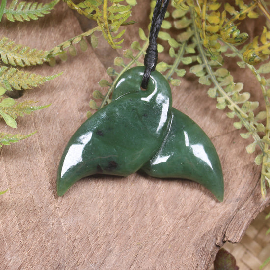 Whale Tail carved from Hapopo Pounamu - NZ Greenstone