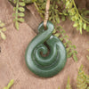Koru Twist carved from Hapopo Pounamu - NZ Greenstone