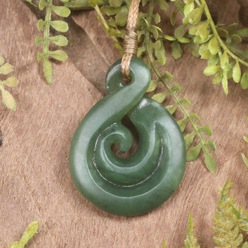Koru Twist carved from Hapopo Pounamu - NZ Greenstone