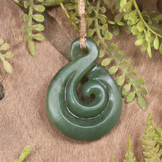 Koru Twist carved from Hapopo Pounamu - NZ Greenstone