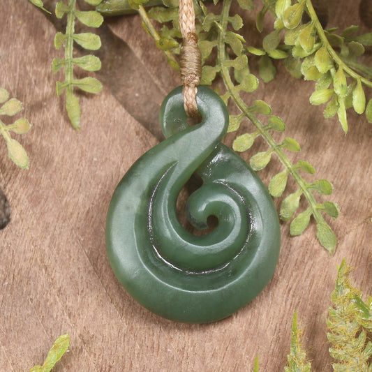 Koru Twist carved from Hapopo Pounamu - NZ Greenstone