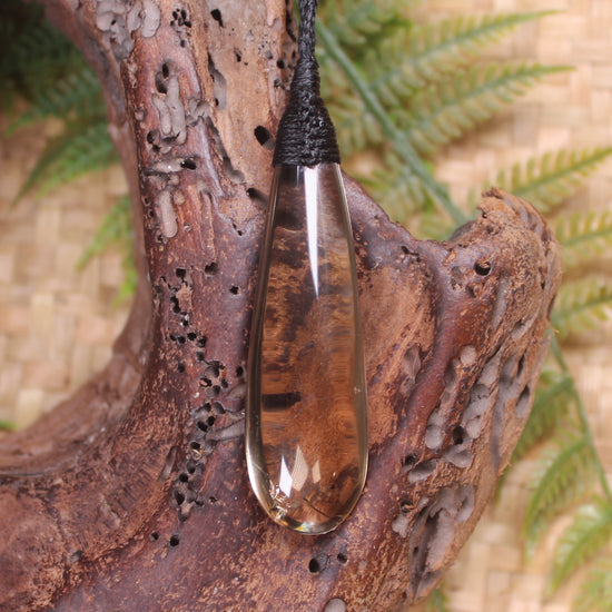 Roimata pendant carved from Smokey Quartz