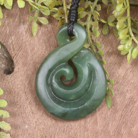 Koru Twist carved from Hapopo Pounamu - NZ Greenstone