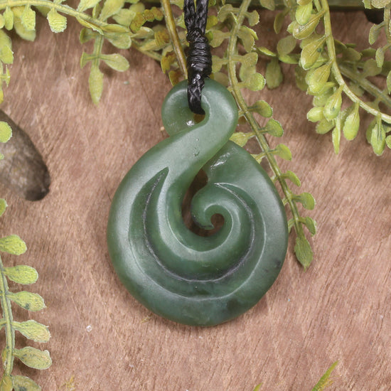 Koru Twist carved from Hapopo Pounamu - NZ Greenstone