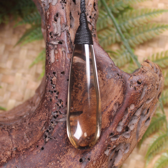 Roimata pendant carved from Smokey Quartz