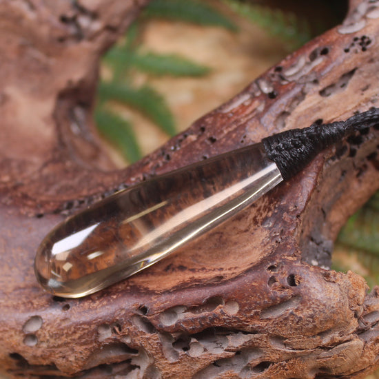 Roimata pendant carved from Smokey Quartz