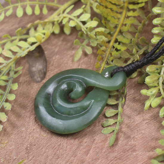 Koru Twist carved from Hapopo Pounamu - NZ Greenstone