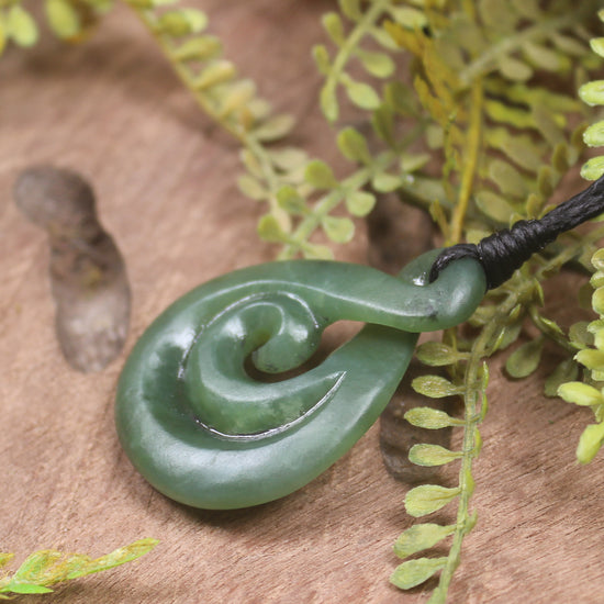 Koru Twist carved from Hapopo Pounamu - NZ Greenstone