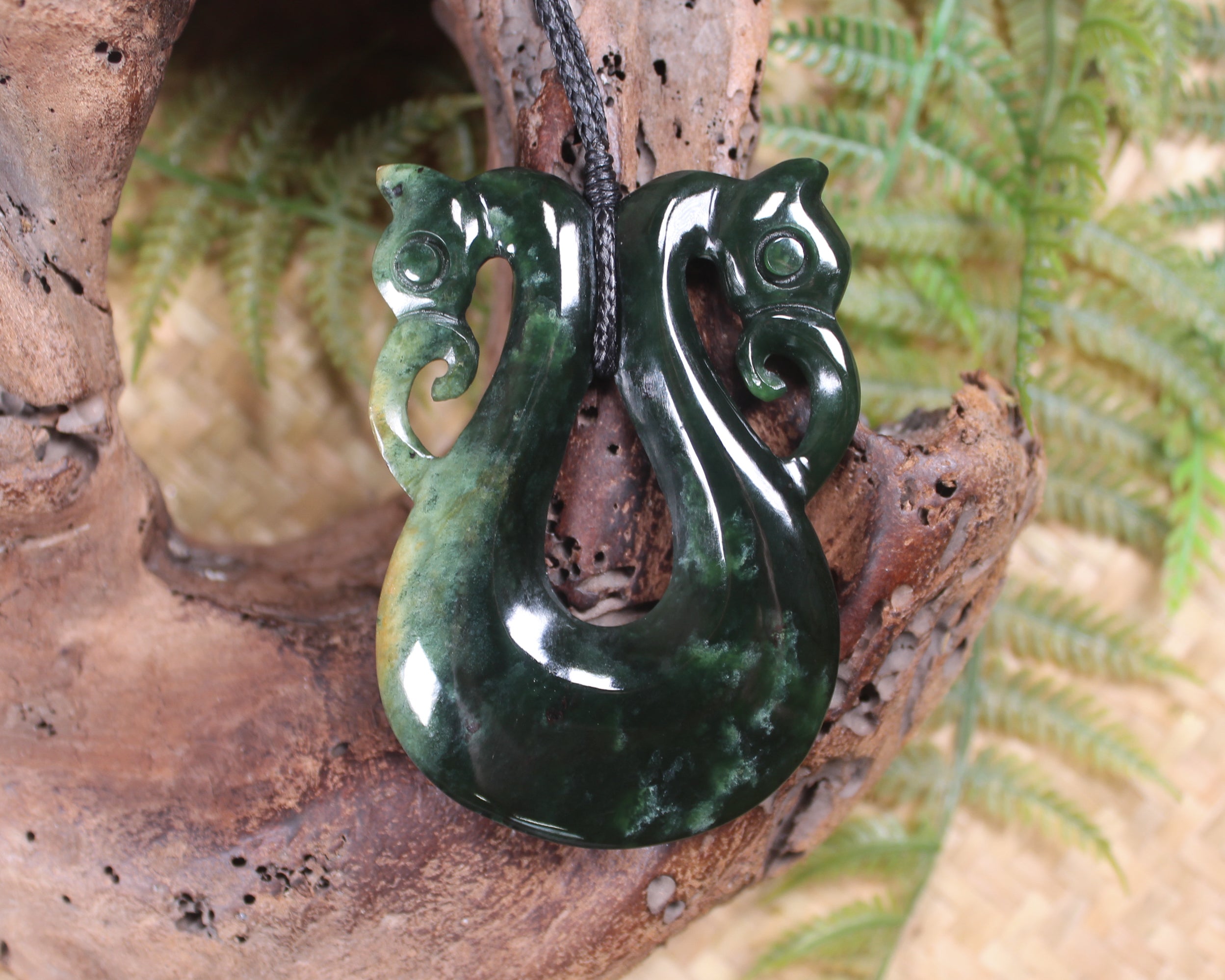 Pekapeka Pendant carved from Flower Jade Pounamu - NZ Greenstone