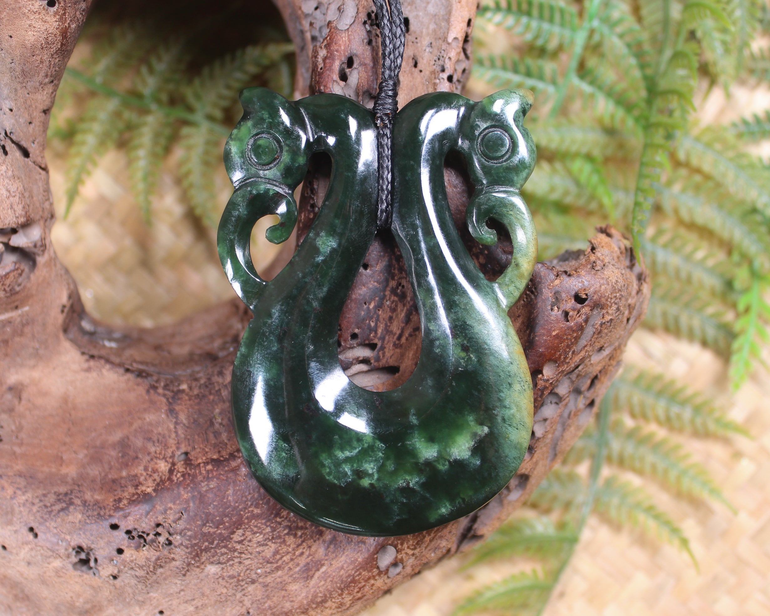 Pekapeka Pendant carved from Flower Jade Pounamu - NZ Greenstone