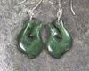 Matau or Fish Hook Earrings carved from Hapopo Pounamu - NZ Greenstone